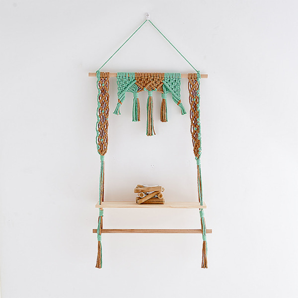 Macrame Vägghängande Hylla Boho Vägghyllor Fönster Växthylla Inomhus Heminredning för vän Tjej Födelsedagspresent