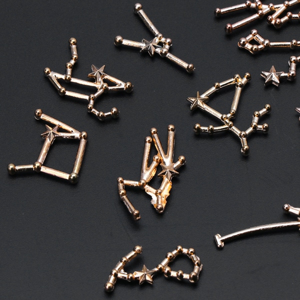 12 Constellation Harts Metall Material Epoxi Form Fyllning Art Open Bezel Charm DIY Smycken Göra Filler Telefon för Case D