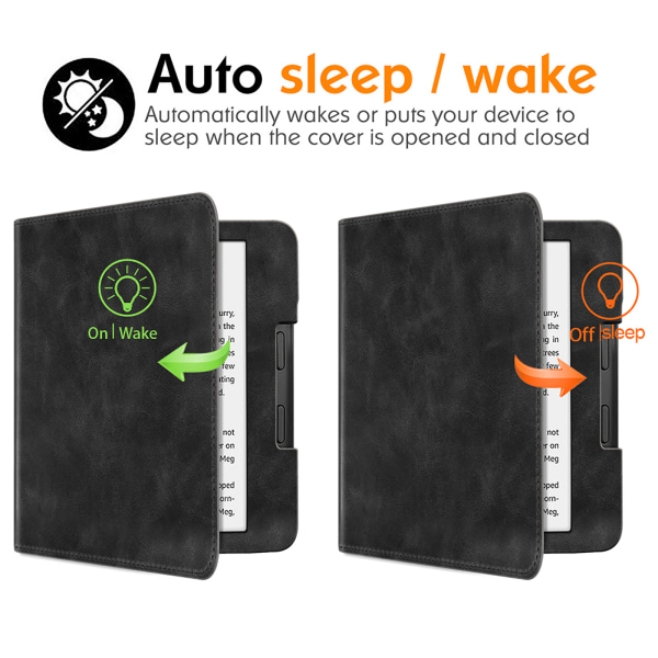 För Kobo Libra 2 for Case Cover med Auto Sleep Wake Hand Strap Stand för Kobo Libra 2th Generation 7" 2021 Edit Black