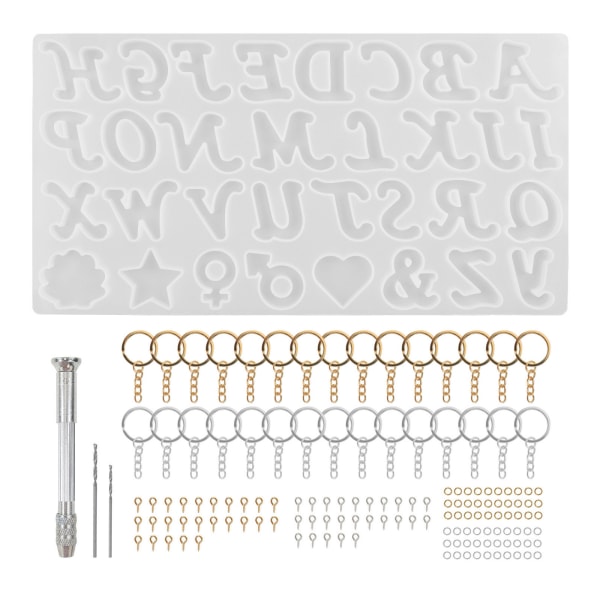 Glänsande engelska alfabetet Nyckelring Silikon Epoxi Form DIY Nyckelring Hängsmycke för Bagageetiketter Väska Tillbehör null - A