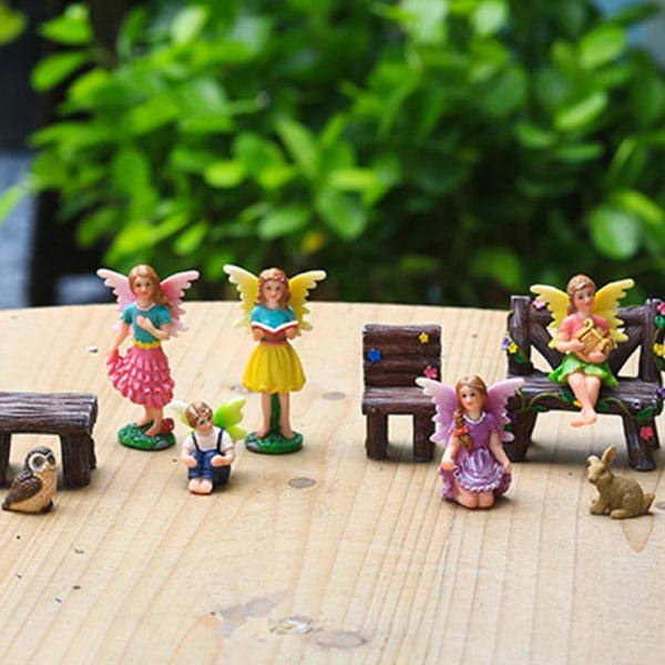 Miniatyrträdgård Fairy Staty Kombination 10st Mini Resin Fairies Figurines