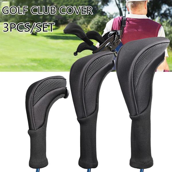 3x Golf Club Cover Golffläkt Produkt Golf Club Cover Driver för skydd Cover Long Neck Anti-friction Club for Head Ca Red