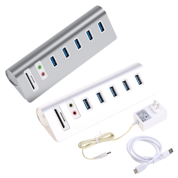 USB Hub 5-portar USB3.0 Dockningsstation Power Ljudgränssnitt SD TF Dubbel kortplats för dator PC Laptop