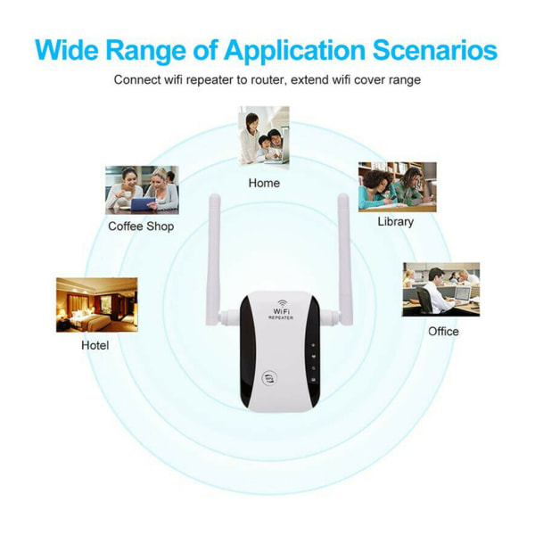 WiFi Range Extender Internet Booster Router Trådlös Signal Repeater Förstärkare Full täckning UK