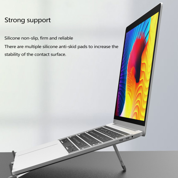 Ergonomiskt bärbar stativ i aluminiumlegering Dator Bärbar bärbar dator Riser Hållare Desktop Notebook Kylhållare för 11-15'' surfplatta Silver