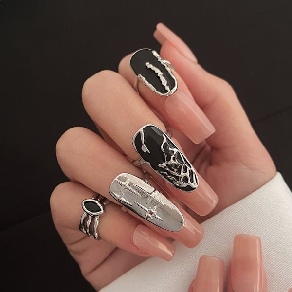 Star Irregular Pattern Fingertop Nagelring Justerbar öppning Fingernagelring Punk Nagelring Smycken Nageldekorationer