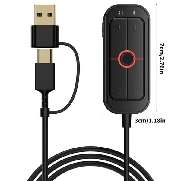 USB Eksternt Lydkort med 3 Lydmoduser og Lyseffekter for Gaming
