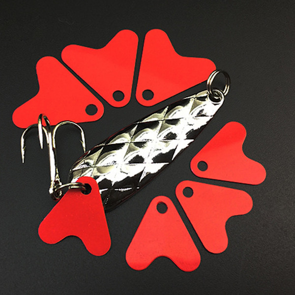 100 st plast röd hjärta form paljetttillbehör för bete sked fiske lockkrok Red 16mm