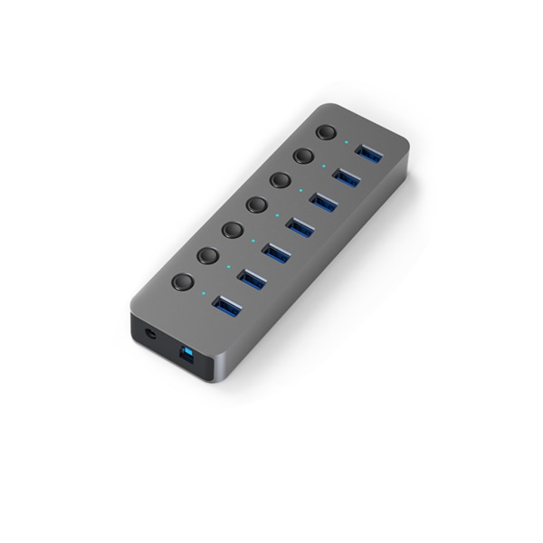 Blueendless USB3.0 HUB Multi USB -jakaja 7/10 Portin Laajennin 12V Virtalähde Useita USB3.0 Hubeja Kytkimellä ja LED-valolla