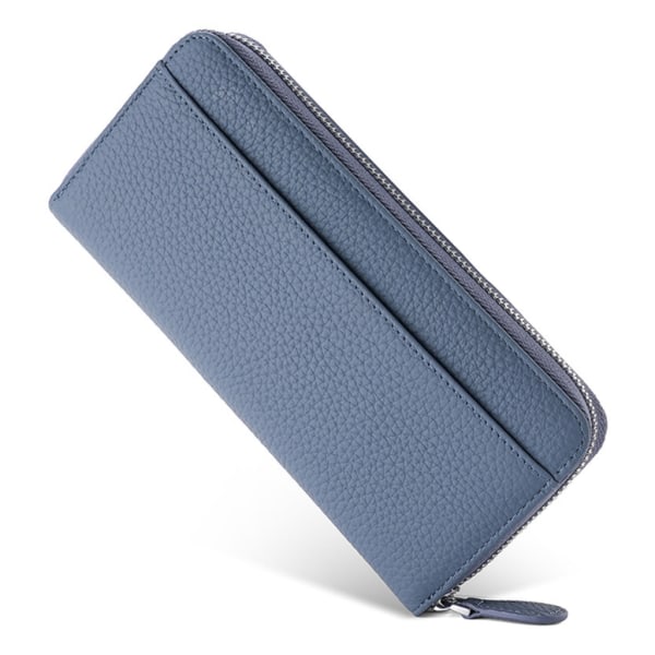 Plånbok med flera fack PU-läderväska ID Kreditkort Bankkortshållare med dragkedja Kvinna Män Unisex Clutchväska Lång plånbok Blue