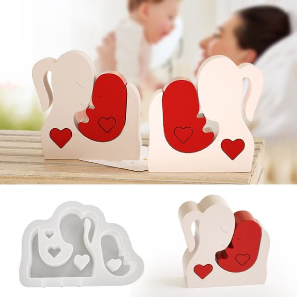 Mamma och Baby Staty Form Mors Dag Silikonform DIY Aromaterapi Ljus