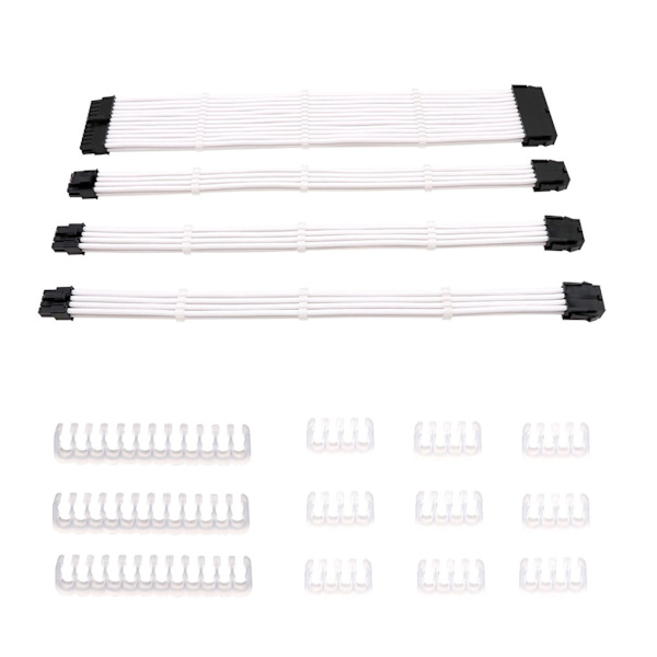 Sleeved Kabel PC PSU Förlängningskabel Kit 18AWG 24Pin Moderkort, 8 (4+4) Pin CPU, 8 (6+2) Pin PCI-E Strömkablar + Kammar