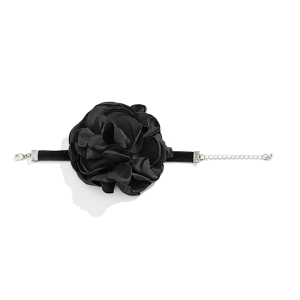 Overdrevet Romantisk Rose Silke Sateng Blomst Kragebenslenke Armbånd for Kvinner Elegant Justerbar Choker Y2K Tilbehør