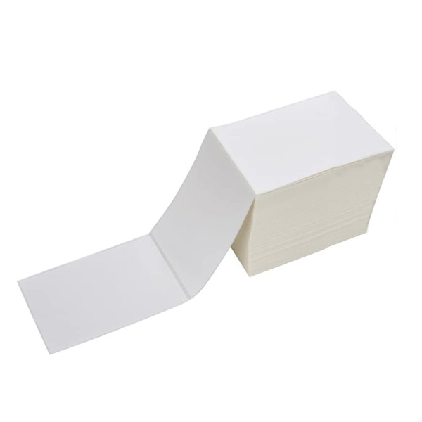 350/500 Ark Termisk Papirrull/Viftefoldet Utskriftsetikett passer til Marked Bar Etikettstasjon POS-system (3,9x5,9'') Hvit