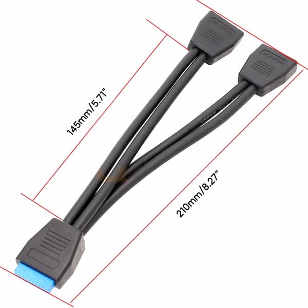 USB 3.0 19-pin/20-pin intern forlengelseshode 1 til 2 adapter splitterkabel