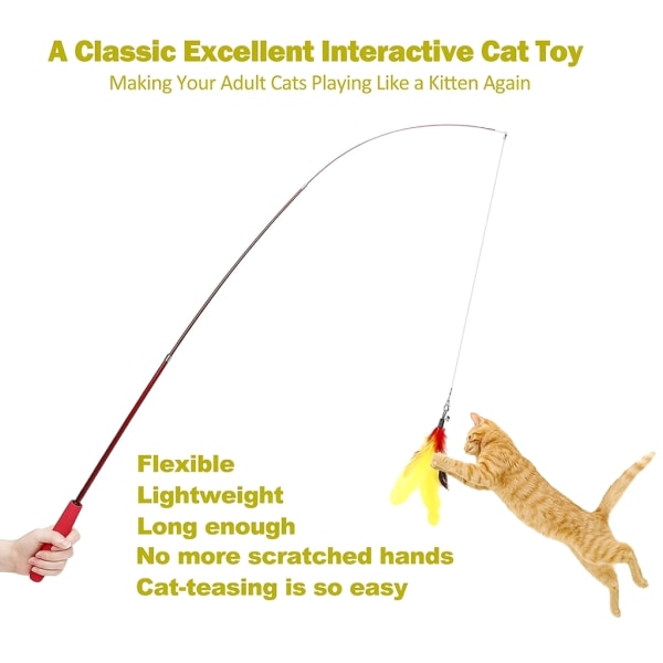 13st Cat Wand Leksak Tillbehör Maskar Fjädrar Ersättningshuvuden Wand Refills Cat Toy Attachments Wand Refills