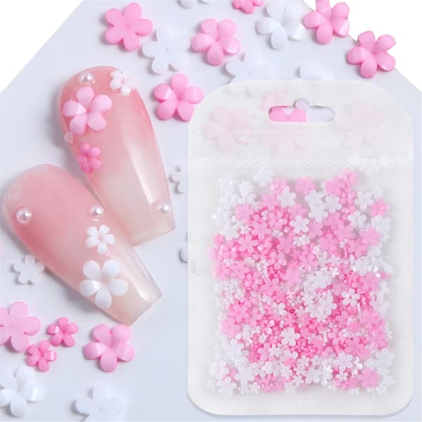 Blomsternaglar Konst Strass Blommande Kronblad Nagelpärlor, 3D Blomsternagelberlock