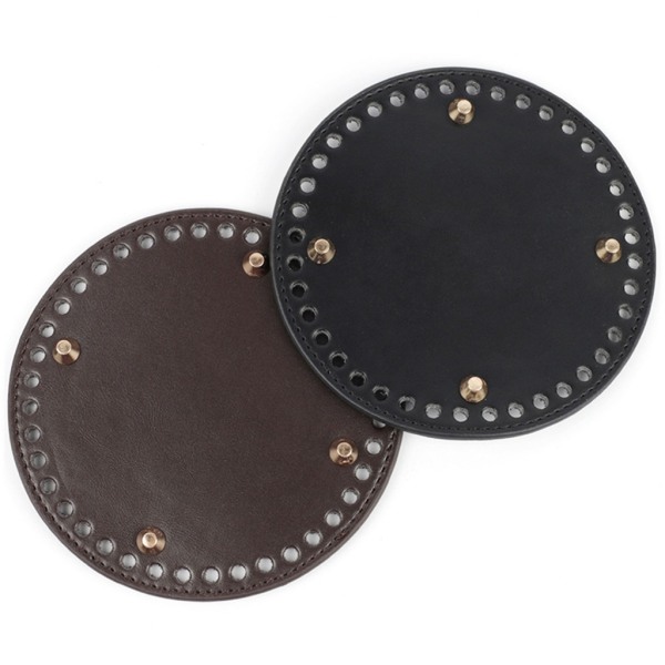Rund bottenväska PU-läder Botten Shaper Pad för väskor Kuddbas med naglar för DIY-väska Axelväskor Handväska Dark brown