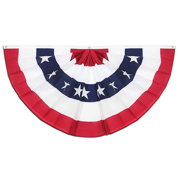 USA veckad fläktflagga Amerikansk amerikansk buntingflagga Patriotisk halvfläkt bannerflagga med canvashuvud och mässingshylsor juli 2