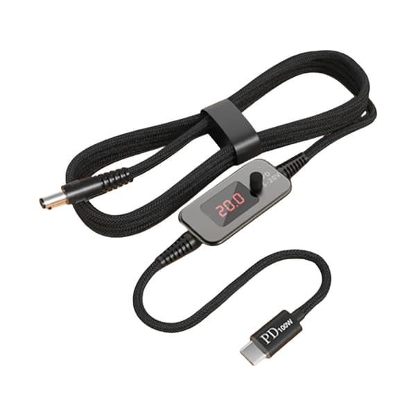 Justerbara spänningar USB C till DC5521 laddningskabel PD100W 10 omvandlingshuvuden