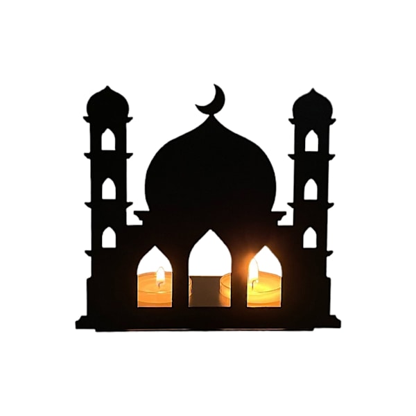 Eid Mubarak Hopfällbar Slottsljusstake Smidesjärn Ljusstake Ornament för Ramadan Festival Party Bakgrundsdekor