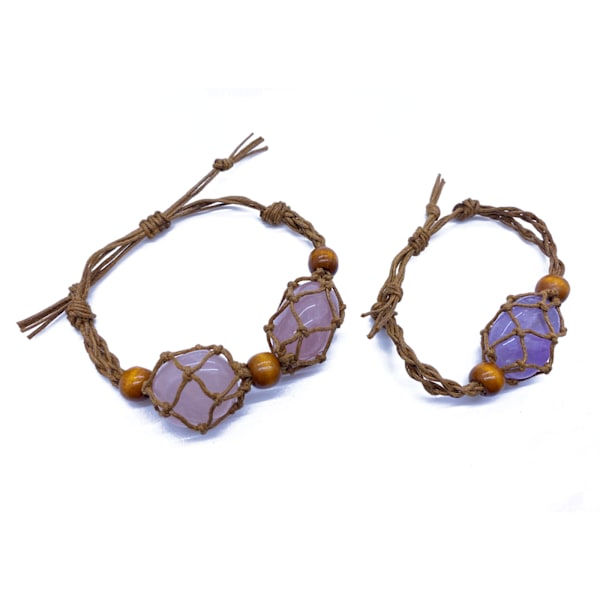 Nätväska Justerbar Armband Sladd Tom Utan Sten Kristall Hållare Armband Natural Healing Gem Macrame Armband Dekor Brown Single net 1