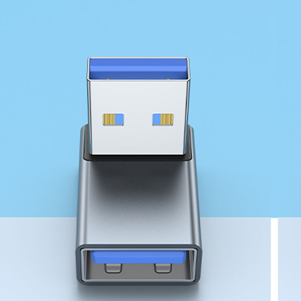 USB 3.0 hane till hona 90 graders rätvinkel förlängningsadapter USB uppåtgående anslutning Datasynkronisering för bärbar dator USB -fläkt Grey To the right