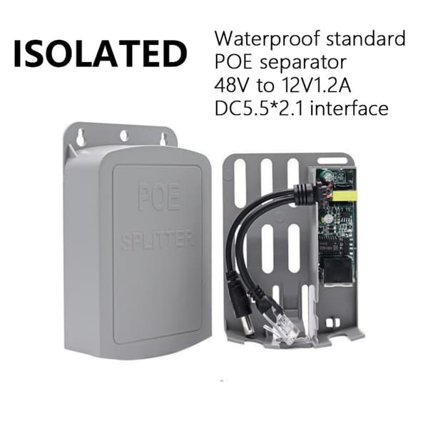 Vanntett DC48V til 12V 1.2A PoE Splitter Gigabit PoE Extender Utendørsbruk