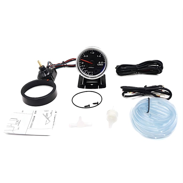 Universal 60mm Bil Digital LED Turbotrycksmätare Svart Kåpa