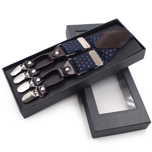 Herre Jacquard Y-formet Bukseseler Sklisikker 6 Klips Elastisk Justerbar Bukseholder