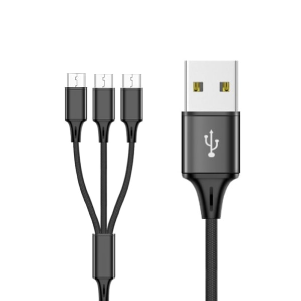 Höghastighetsladdningssladd USB till flera portar Micro USB -laddningskabel för telefoner Surfplattor Flera enheter 2m Längd One for three
