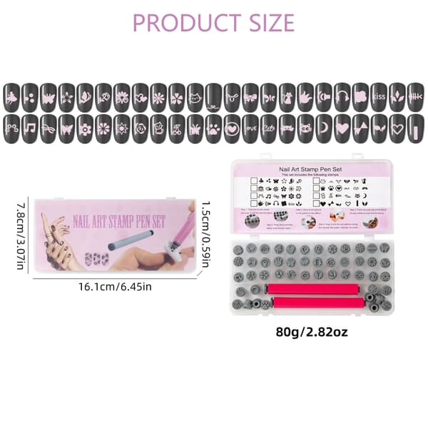 48 dele Manicure Stempelsæt til Neglekunstentusiaster Inkluderer Holdbare Stempler