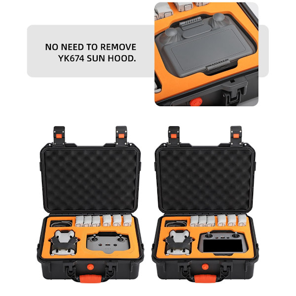 Kompakt case Bekväm förvaringslösning för Mini 4 Pro Flight Vattentät case med säker knapp