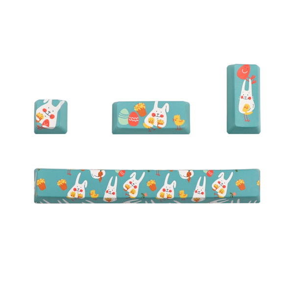 4 Tangentbordstangenter, Färgsublimerade PBT-tangenter OEM-profil 6.25U 6.25X Mellanslag Esc Enter Tangentbordstangenter för DIY Cherry MX Gaming Tangentbord