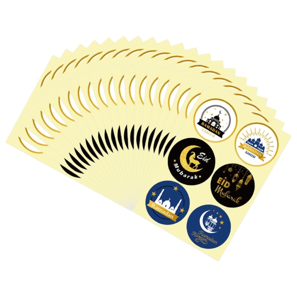 120 STK Ramadan inslagningsklistermärke Runda förseglingsetiketter Eid Mubarak presentförpackningsdekal Lämplig för presentpåse Godispåse