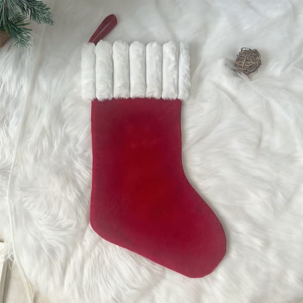 Sammet Julstrumpa Generös Presenthållare Hängögla Julstrumpa Red