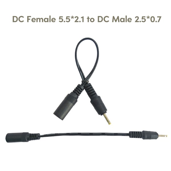 5V-12V DC5,5 x 2,1 mm till DC2,5x0,7 mm/3,5x1,35 mm/4,0x1,7 mm/4,8x1,7 mm/5,5x2,5 mm Power hona till hane adaptersladd 2.5x0.7mm