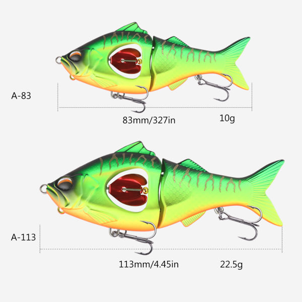 Fiskebeten Wobbler Muti Sektion Ledad gjutning Soft Lure Diskant Krokar Hård Crankbait Sink Lures Simbeten C 10g 83mm