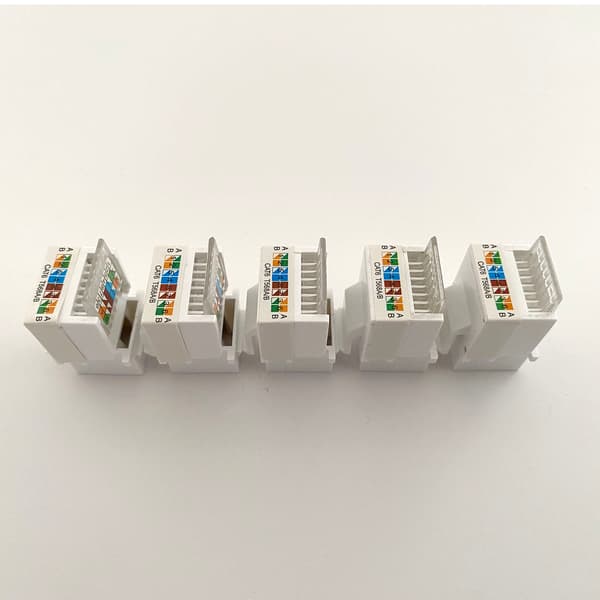 5-Pack Slim Profile CAT6 RJ45 Keystone Jack med Keystone Punch Down Stand