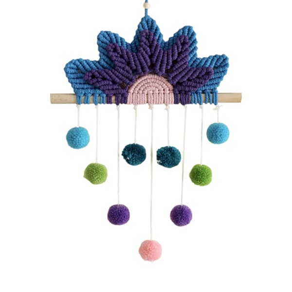 Makramé Väggbonader Regnbåge Tapestry Boho Tofs Väggprydnad för Vardagsrum Sovrum Bröllopsfest Dekor