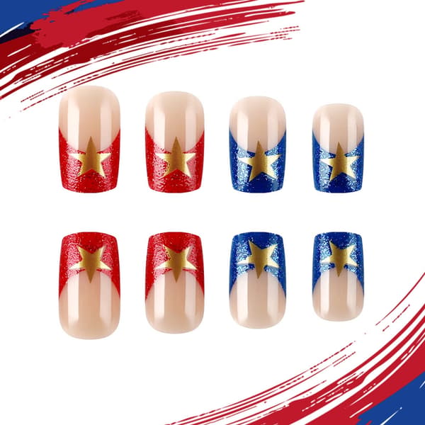 1Set Press on Nail Independence Day Artificial Glues on Nail Square False Nail