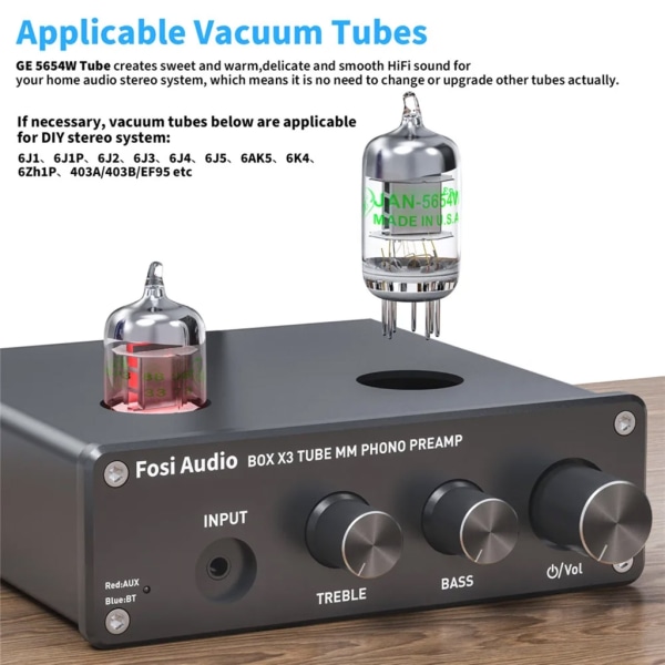 Tube Preamp Phono Preamp hörlurar Mini förförstärkare för skivspelare med dubbelt 5654W vakuumrör US