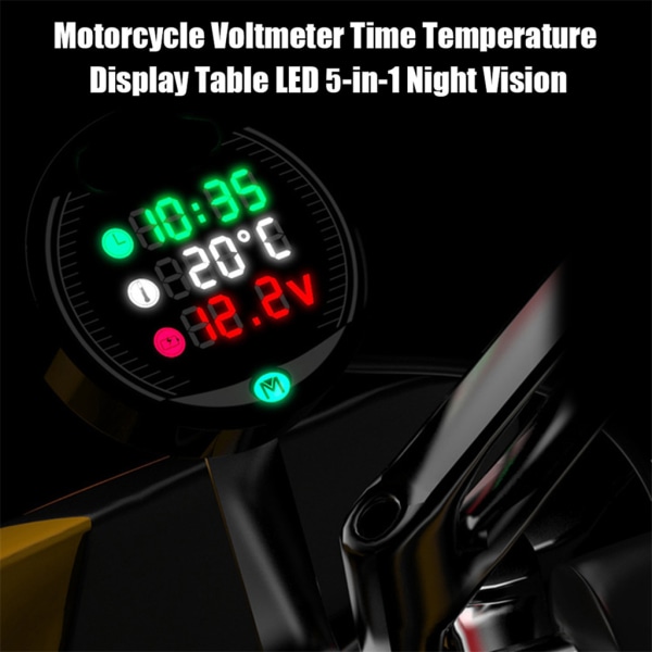 Universal Motorcykel Båt LED Digital Voltmeter Panel Volt Meter Tester Monitor Mätare Display SUV Biltillbehör 5 i 1