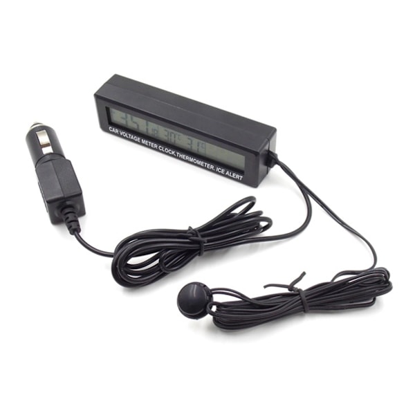 Mini Bil Digital Klocka Termometer Voltmeter 3-i-1 LED-Display Digital Timer Voltmeter Interiör Elektronisk