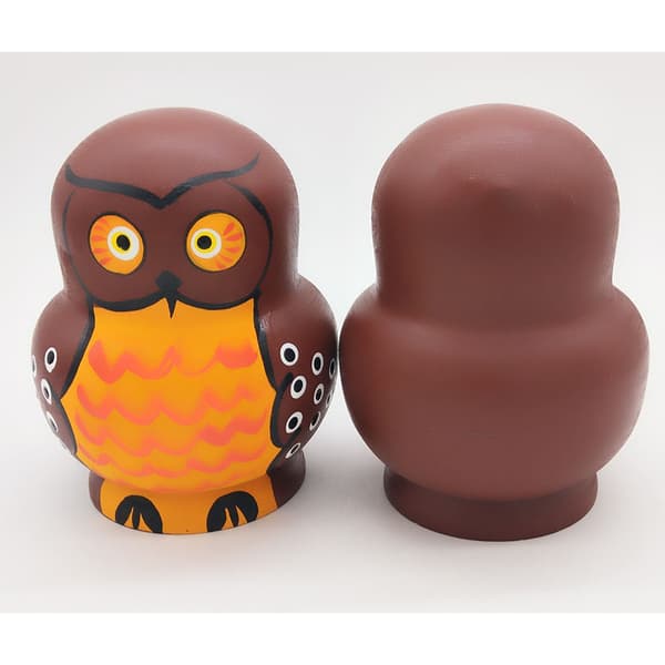 10 st tecknade stora mage form bruna uggla trä Ryssland nesting dockor Matryoshka