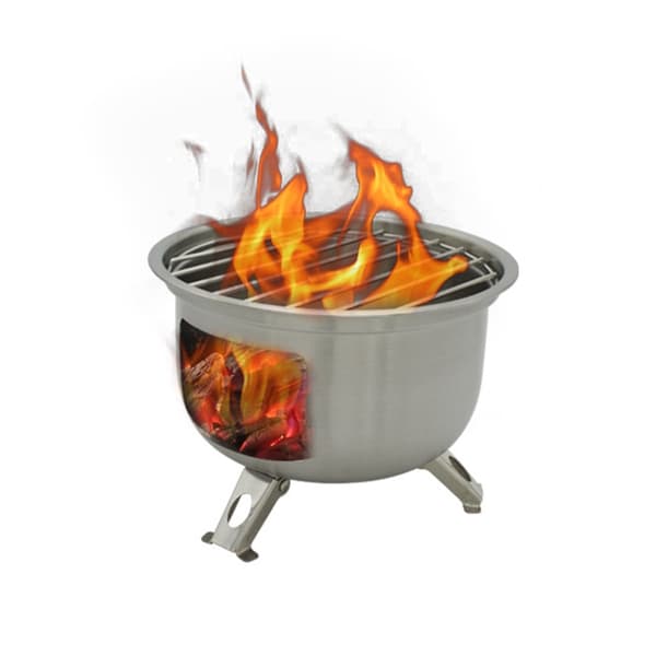 Bärbart Campingkök Rostfritt Stål Grill Backpacking Vedeldad Kamin