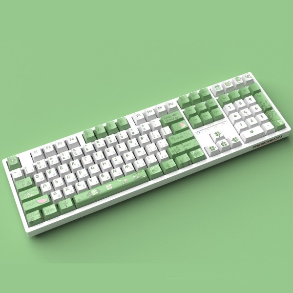 Keycaps 129PCS Green Frog Keycaps OEM Profile Full Set Keycap DyeSubbed Tjocka PBT Caps för Gaming Mekaniskt tangentbord