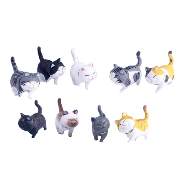 Mini Søde Katte Ornamenter PVC Dyr Miniaturer Figurer Legetøj Mikro Landskab Statue Boligdekorationer Skrivebord Bildekor
