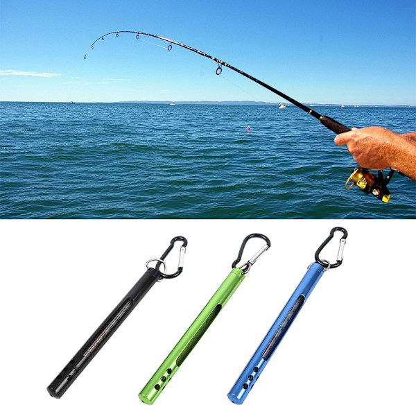 Flugfisketermometer med karbinhake Metall för skal Vattenströmstemperaturmätningsverktyg fiskeredskap Black