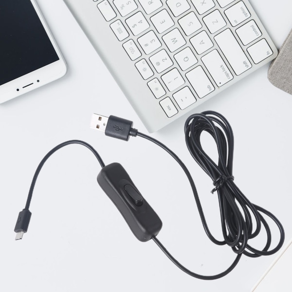 Lätt att använda Säker Svart USB till Micro USB Laddningskabel med Switch 2 meter Bekväm att styra olika enheter